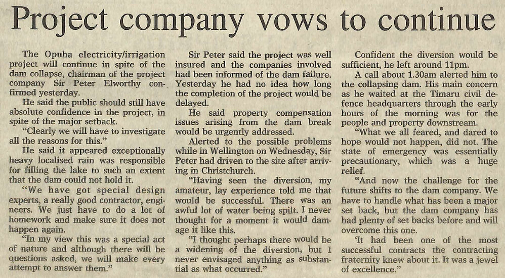 Project company vows to continue