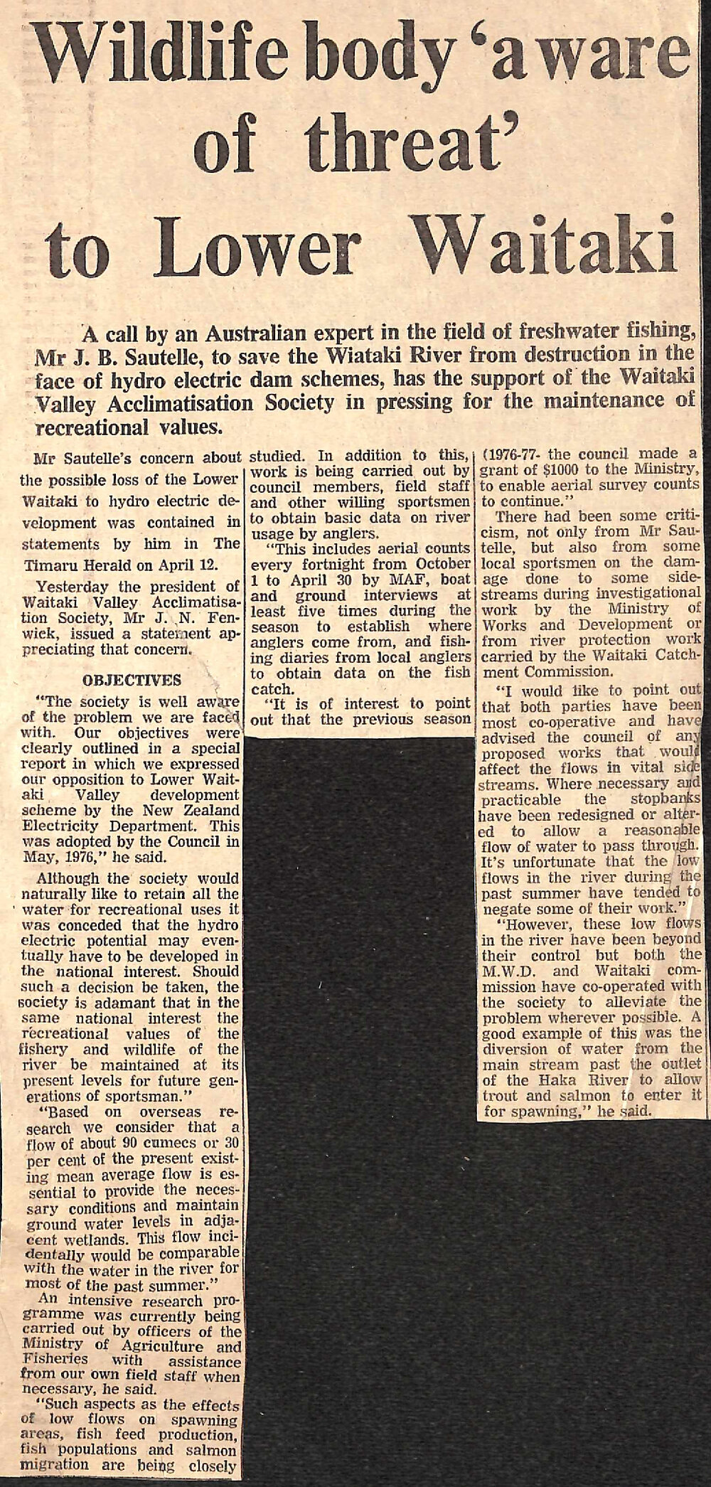 Wildlife body 'aware of threat' to Lower Waitaki