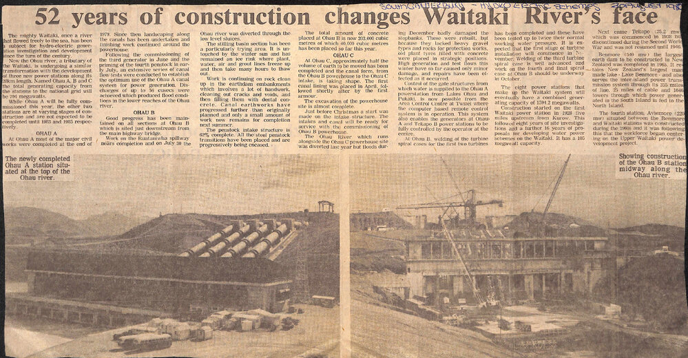 52 years of construction changes Waitaki River's face