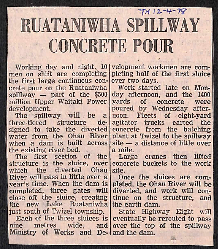 Ruataniwha Spillway Concrete Pour