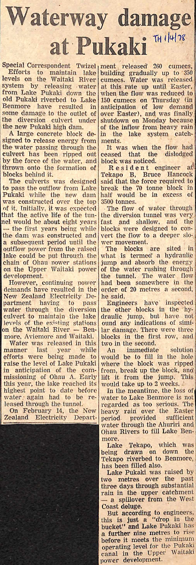 Waterway damage at Pukaki