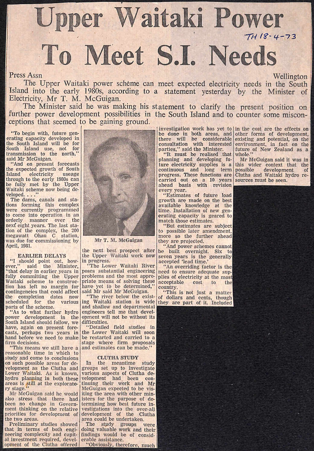 Upper Waitaki Power To Meet SI Needs