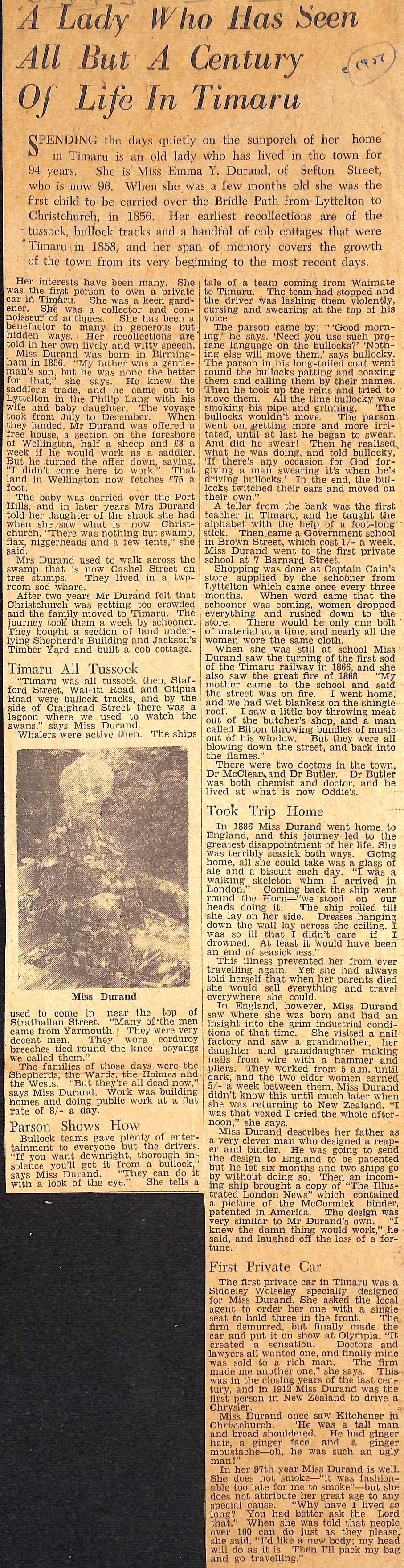 A Lady Who Has Seen All But A Century Of Life in Timaru 