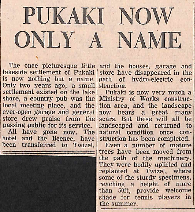 Pukaki Now Only a Name