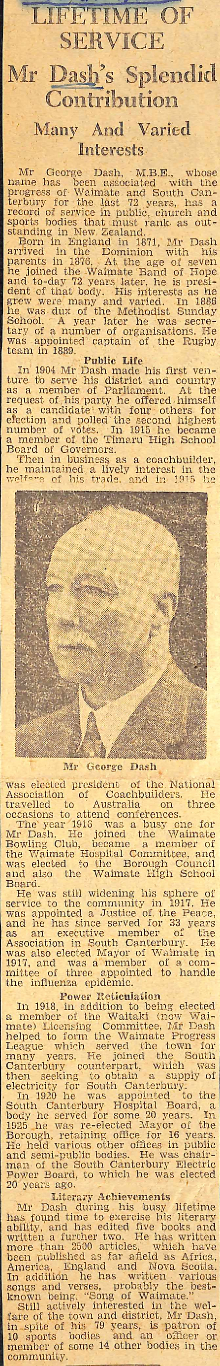 Lifetime of Service: Mr Dash's Splendid Contribution