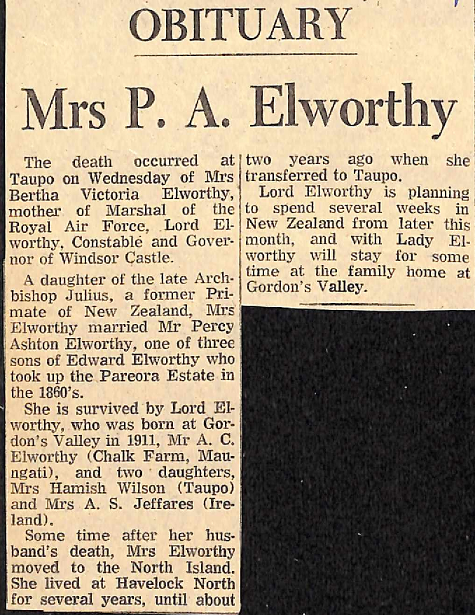 Obituary: Mrs P A Elworthy
