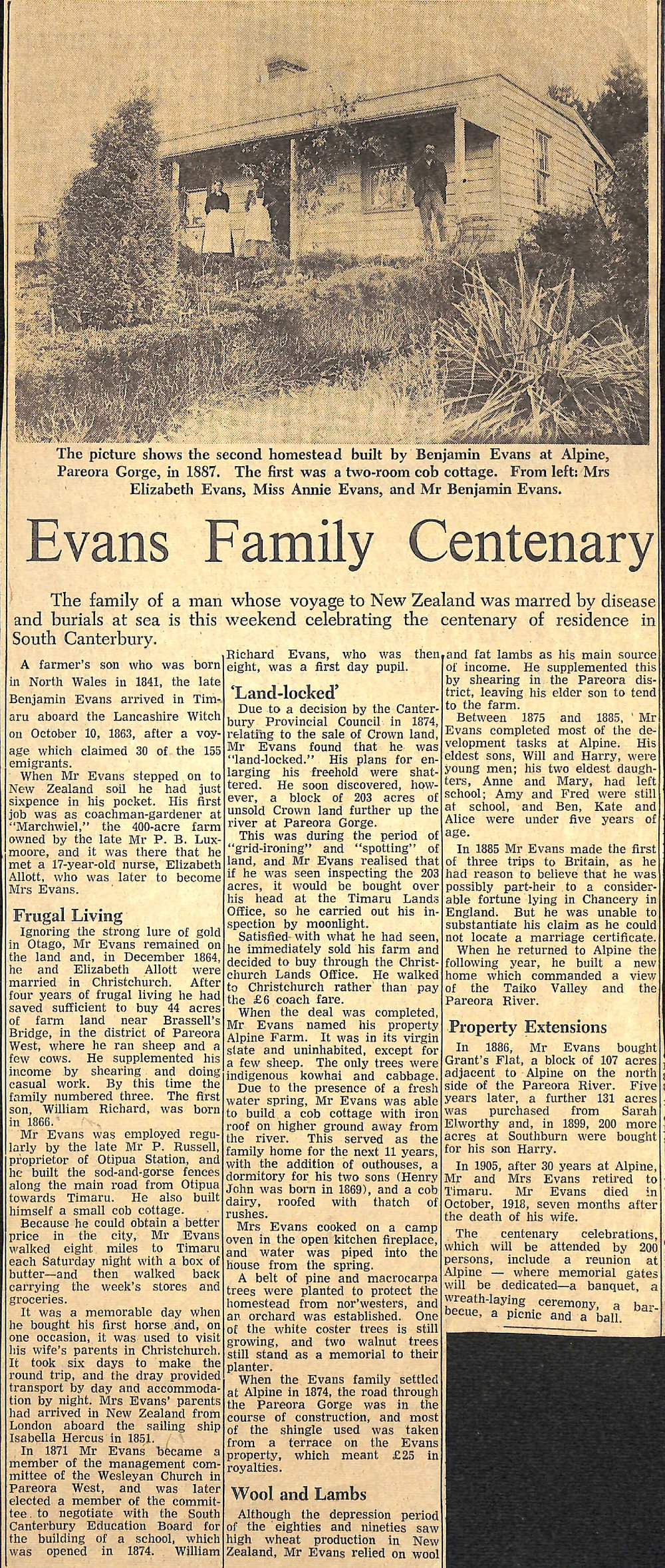Evans Family Centenary