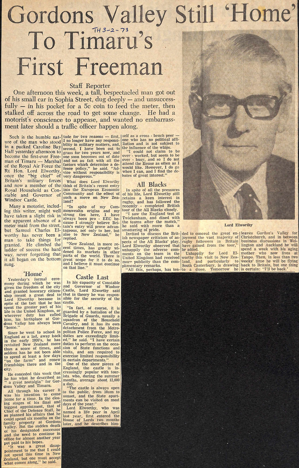 Gordons Valley Still 'Home' To Timaru's First Freeman