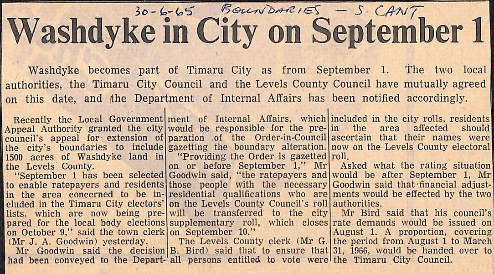 Washdyke in City on September 1