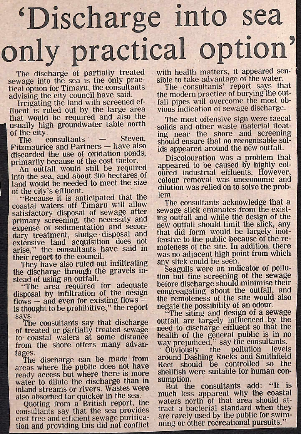  'Discharge into sea only practical option'