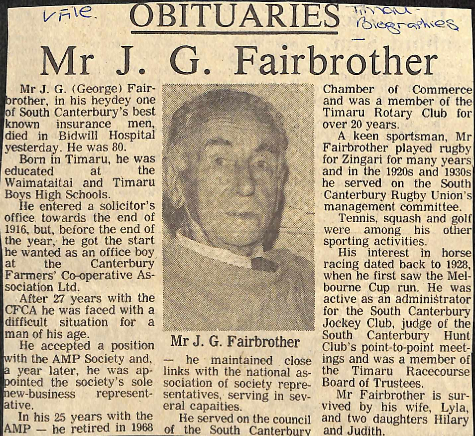 Obituary: Mr J G Fairbrother