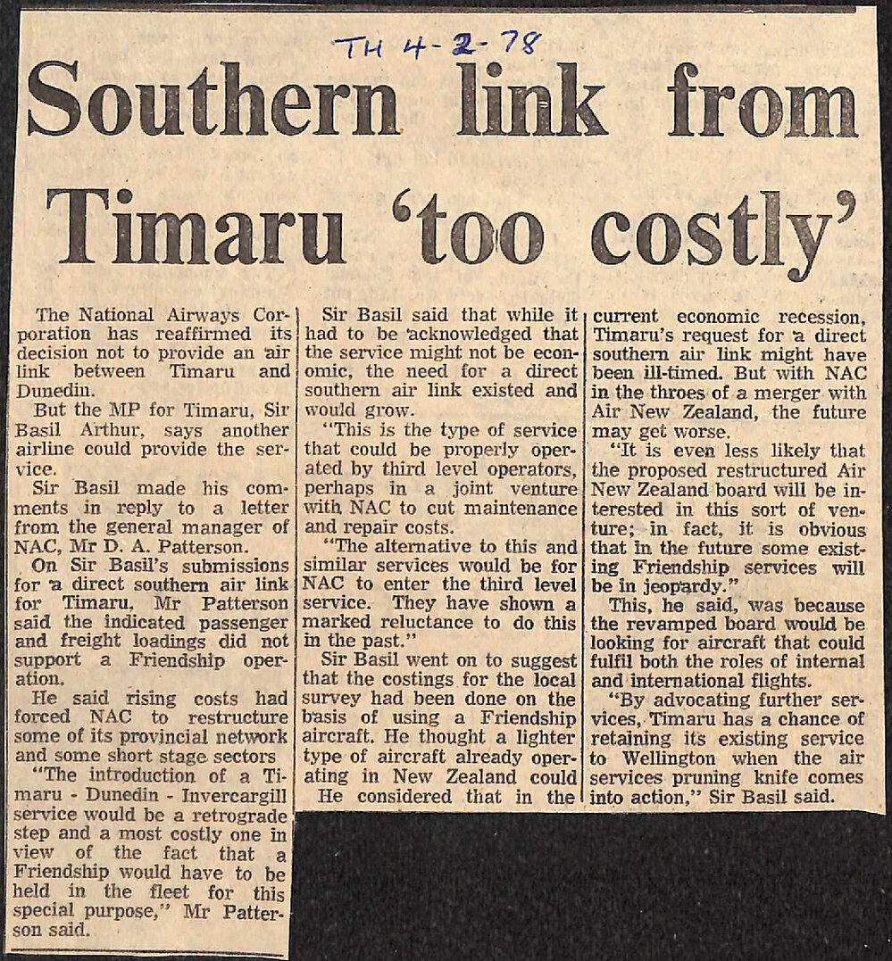 Southern link from Timaru 'too costly'