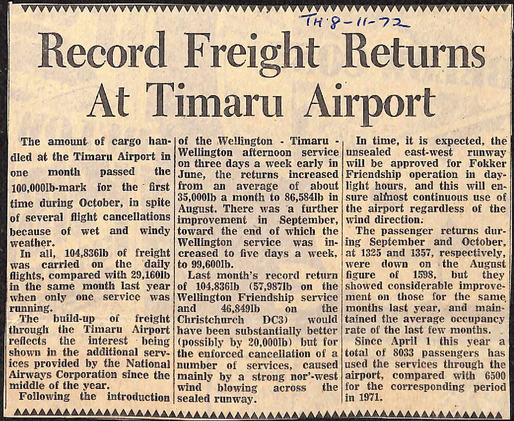 Record Freight Returns At Timaru Airport