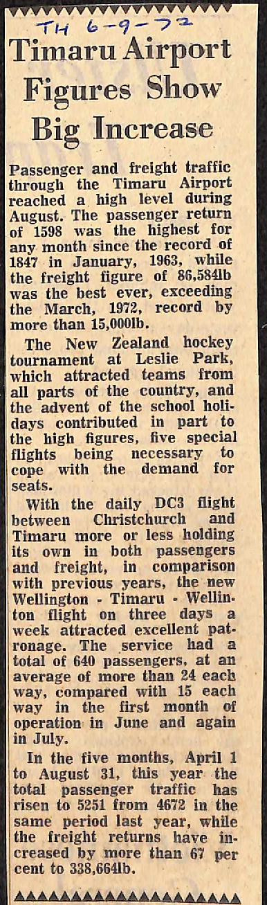 Timaru Airport Figures Show Big Increase