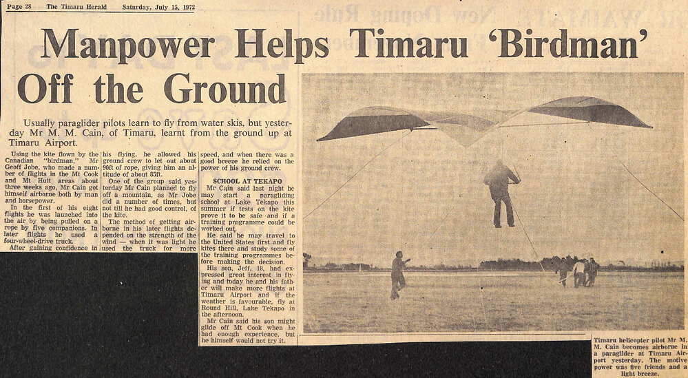 Manpower Helps Timaru 'Birdman' Off the Ground