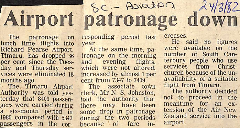 Airport patronage down