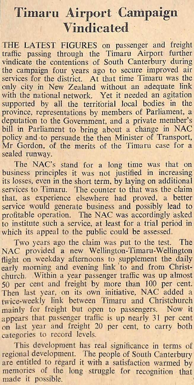 Editorial: Timaru Airport Campaign Vindicated
