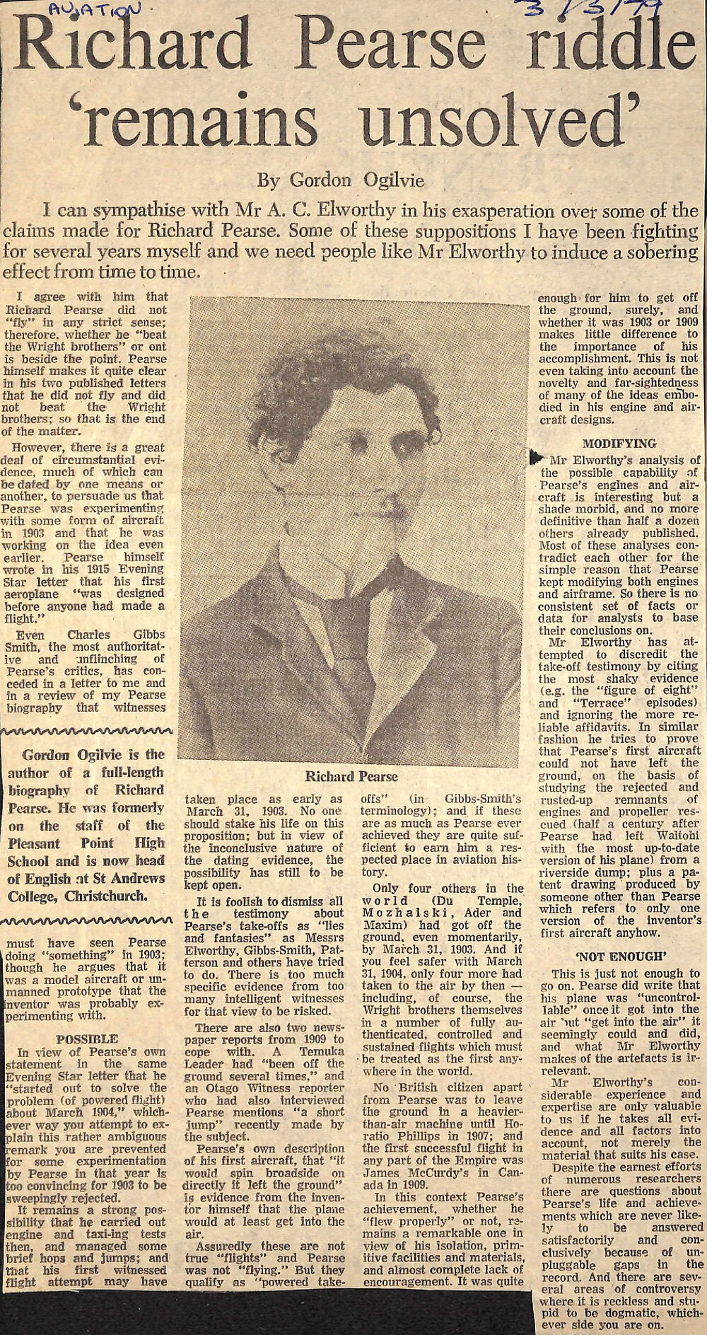 Richard Pearse riddle 'remains unsolved'