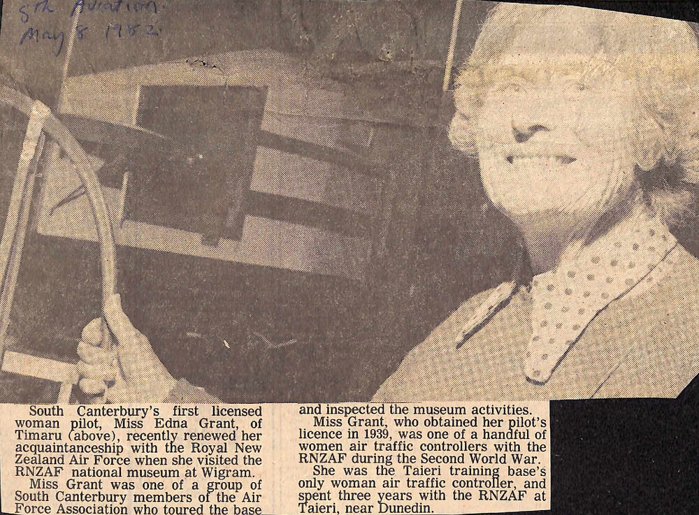 South Canterbury's first licensed woman pilot, Miss Edna Grant