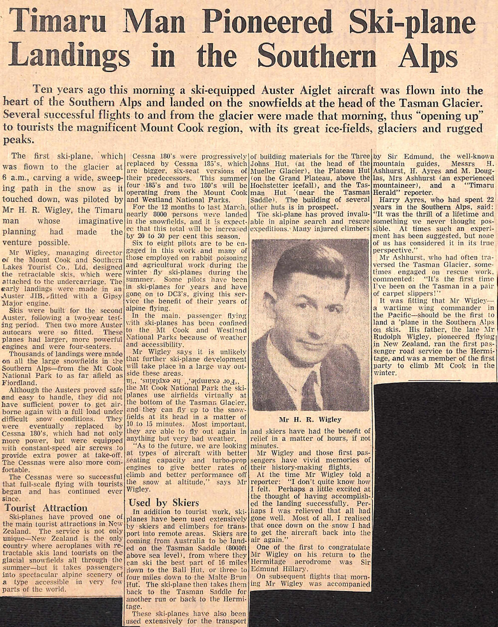 Timaru Man Pioneered Ski-plane Landings in the Southern Alps