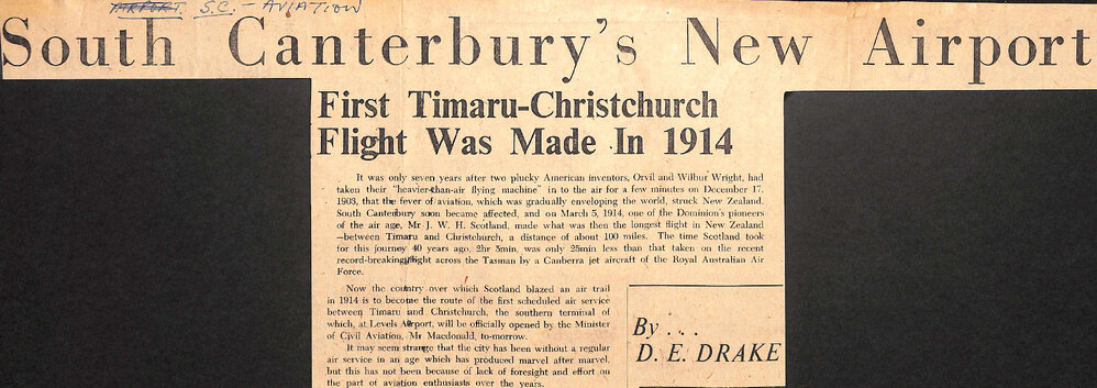 South Canterbury's New Airport: First Timaru-Christchurch Flight Was Made In 1914