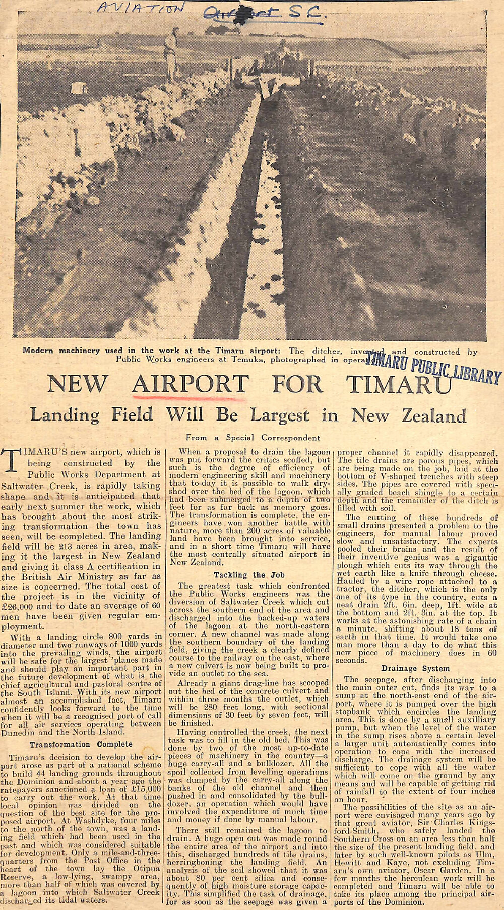 New Airport For Timaru: Landing Field Will Be Largest in New Zealand