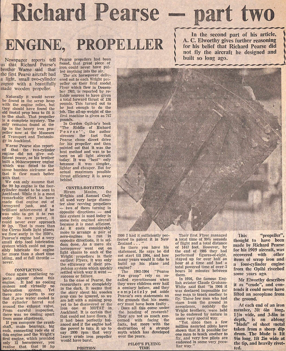 Richard Pearse - part two: Engine, Propeller