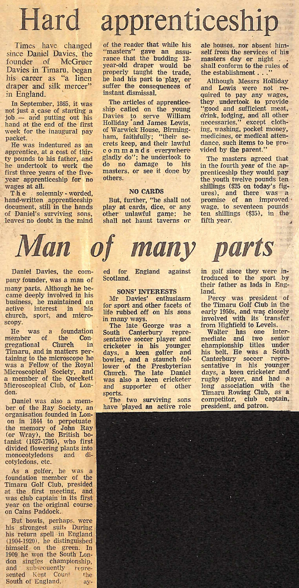 Hard apprenticeship / Man of many parts