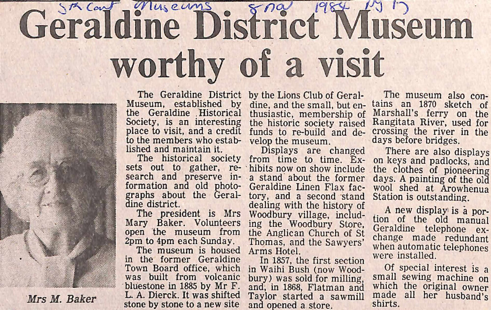 Geraldine District Museum worthy of a visit