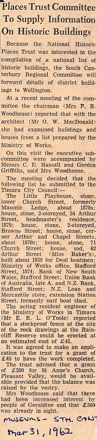 Places Trust Committee To Supply Information On Historic Buildings