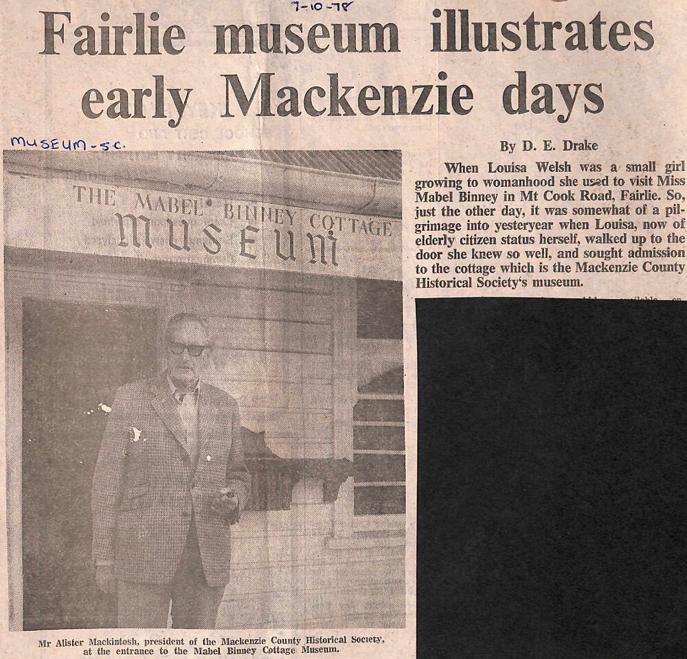 Fairlie museum illustrates early Mackenzie days