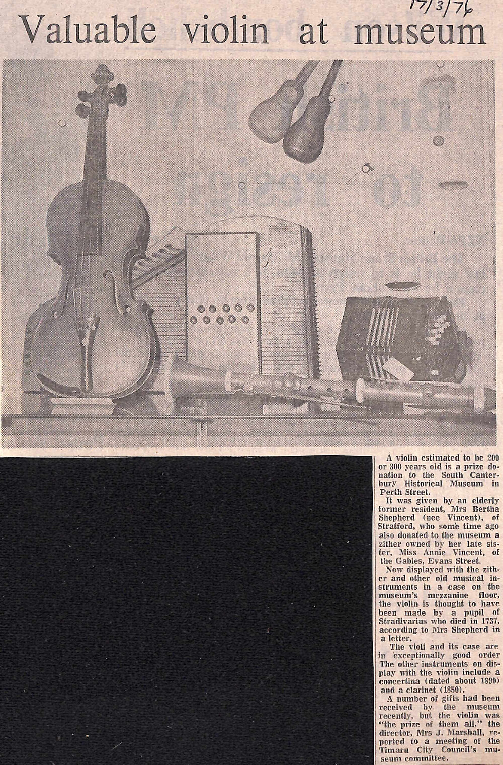 Valuable violin at museum