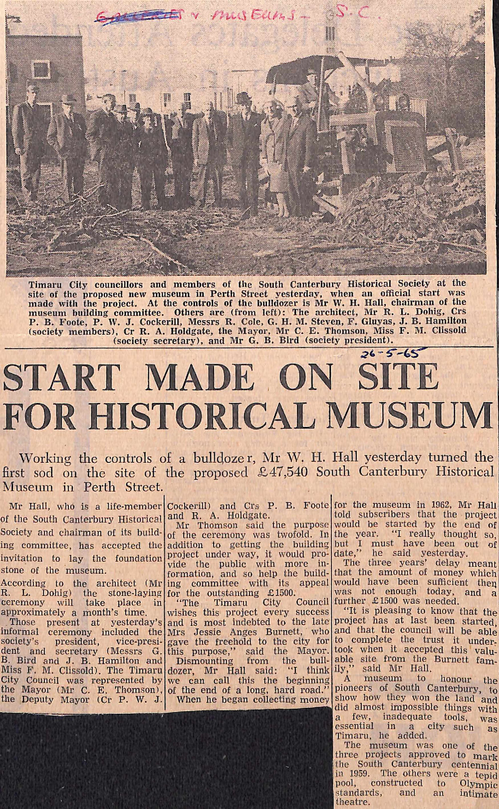 Start Made on Site For Historical Museum