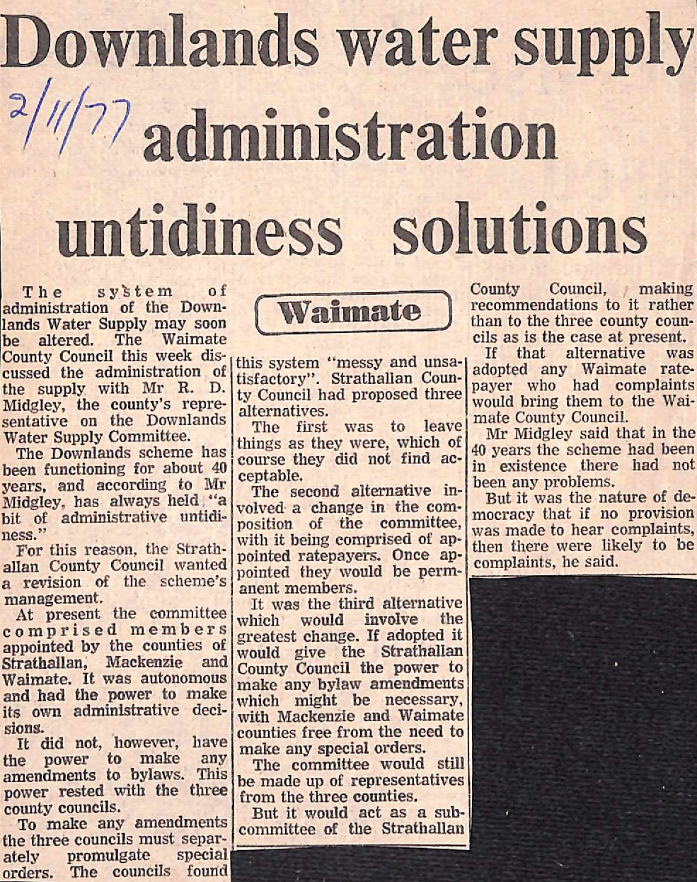 Downlands water supply administration untidiness solutions