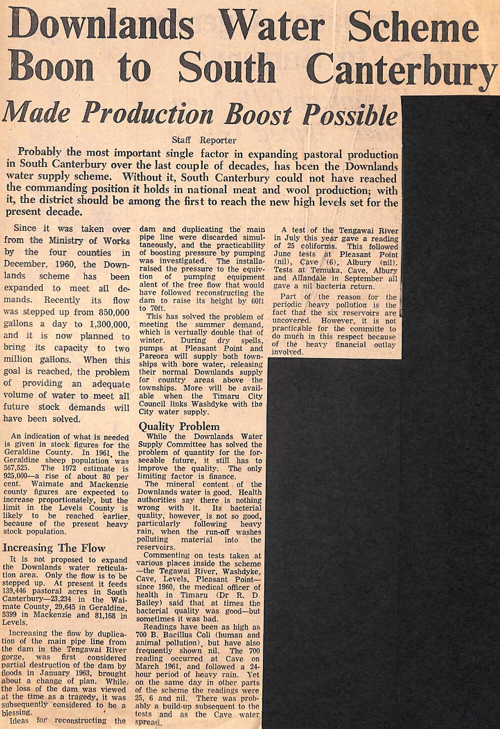 Downlands Water Scheme Boon to South Canterbury