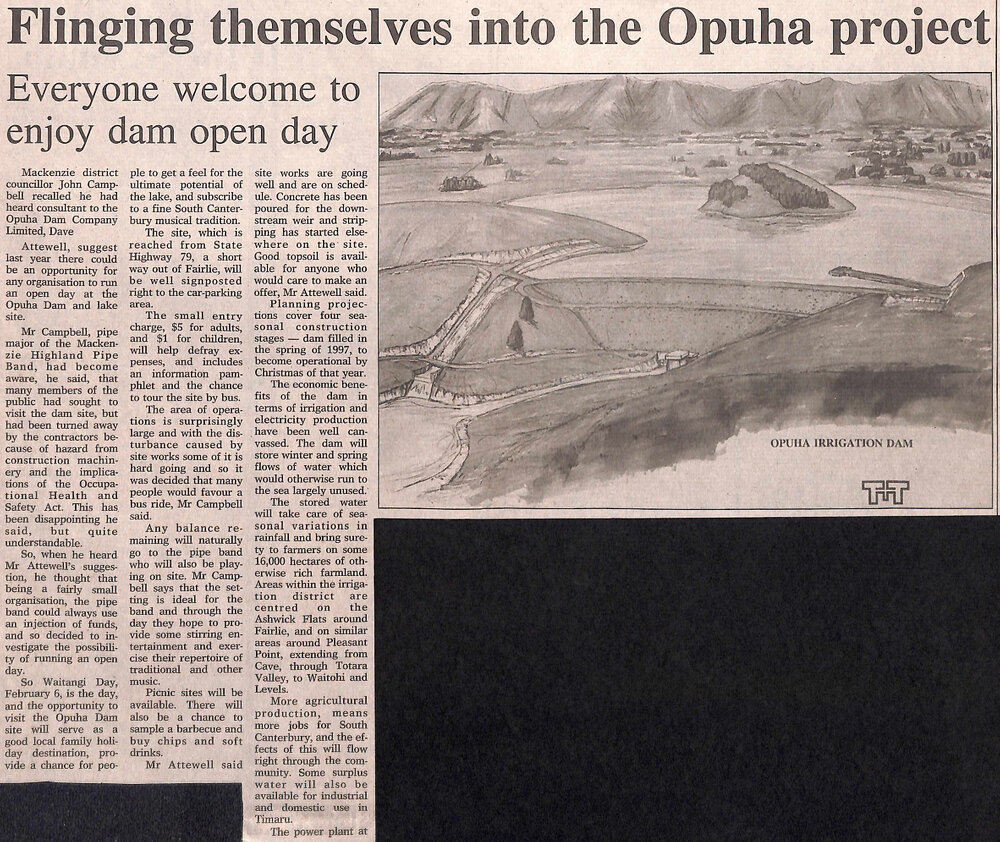 Flinging themselves into the Opuha project: Everyone welcome to enjoy open day