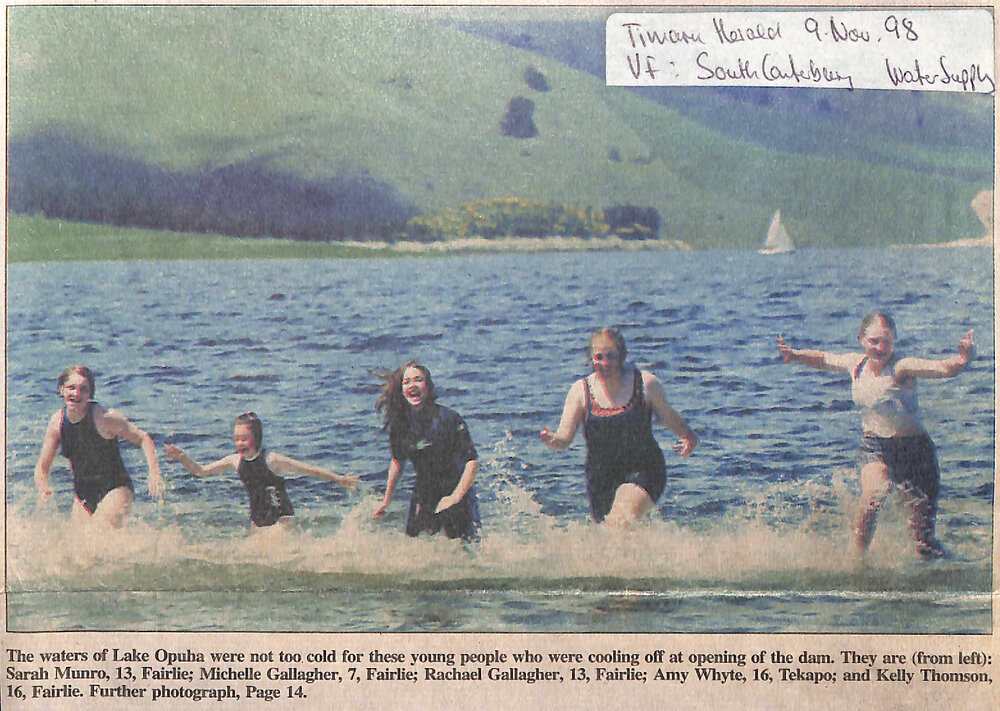 Waters of Lake Opuha not too cold