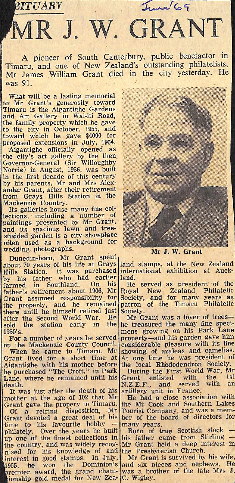 Obituary: Mr J W Grant