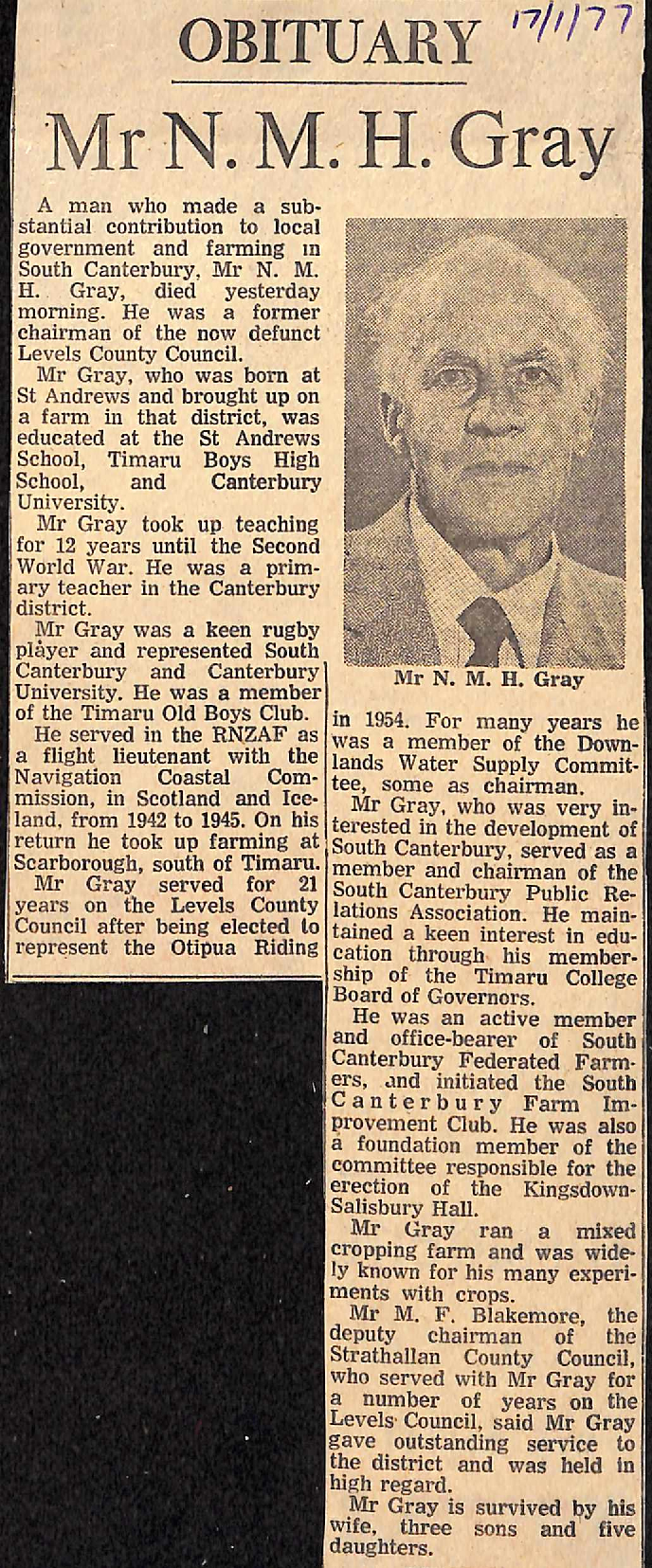 Obituary: Mr N M H Gray