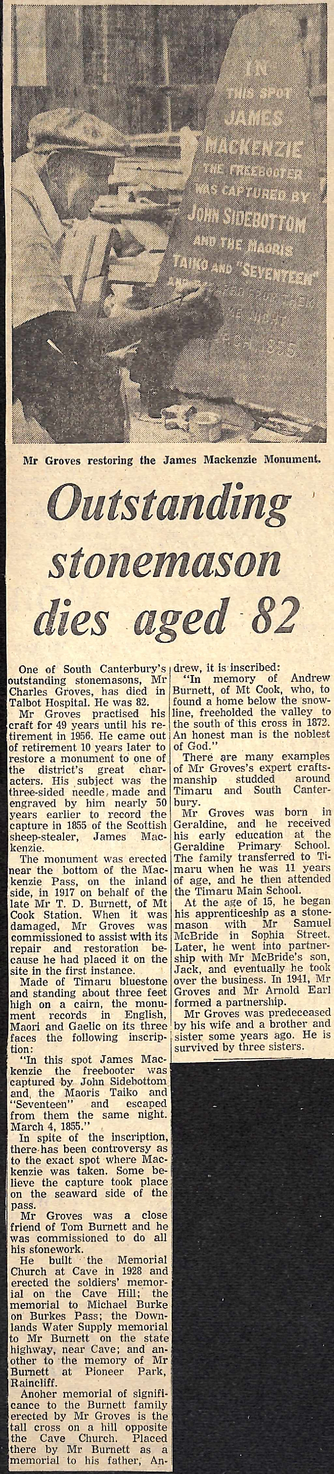 Outstanding stonemason dies aged 82