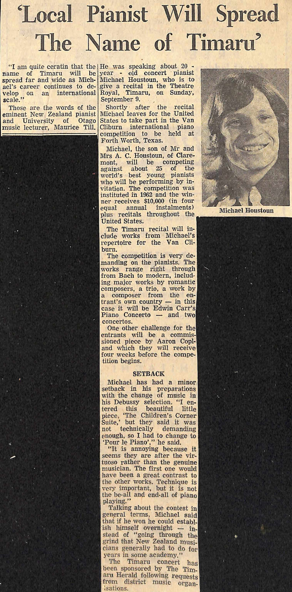  'Local Pianist Will Spread The Name of Timaru'