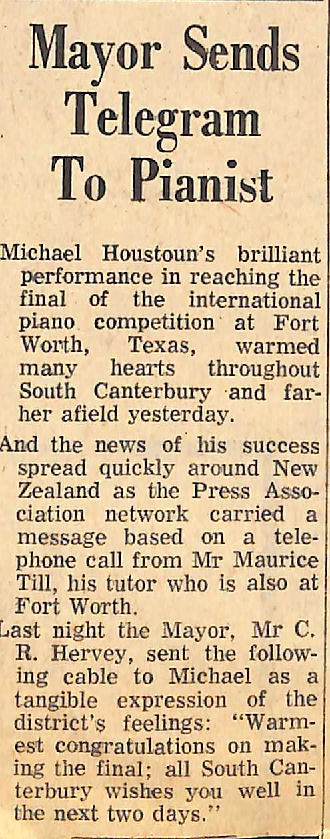 Mayor Sends Telegram To Pianist