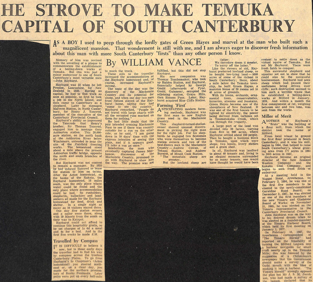 He Strove To Make Temuka Capital Of South Canterbury