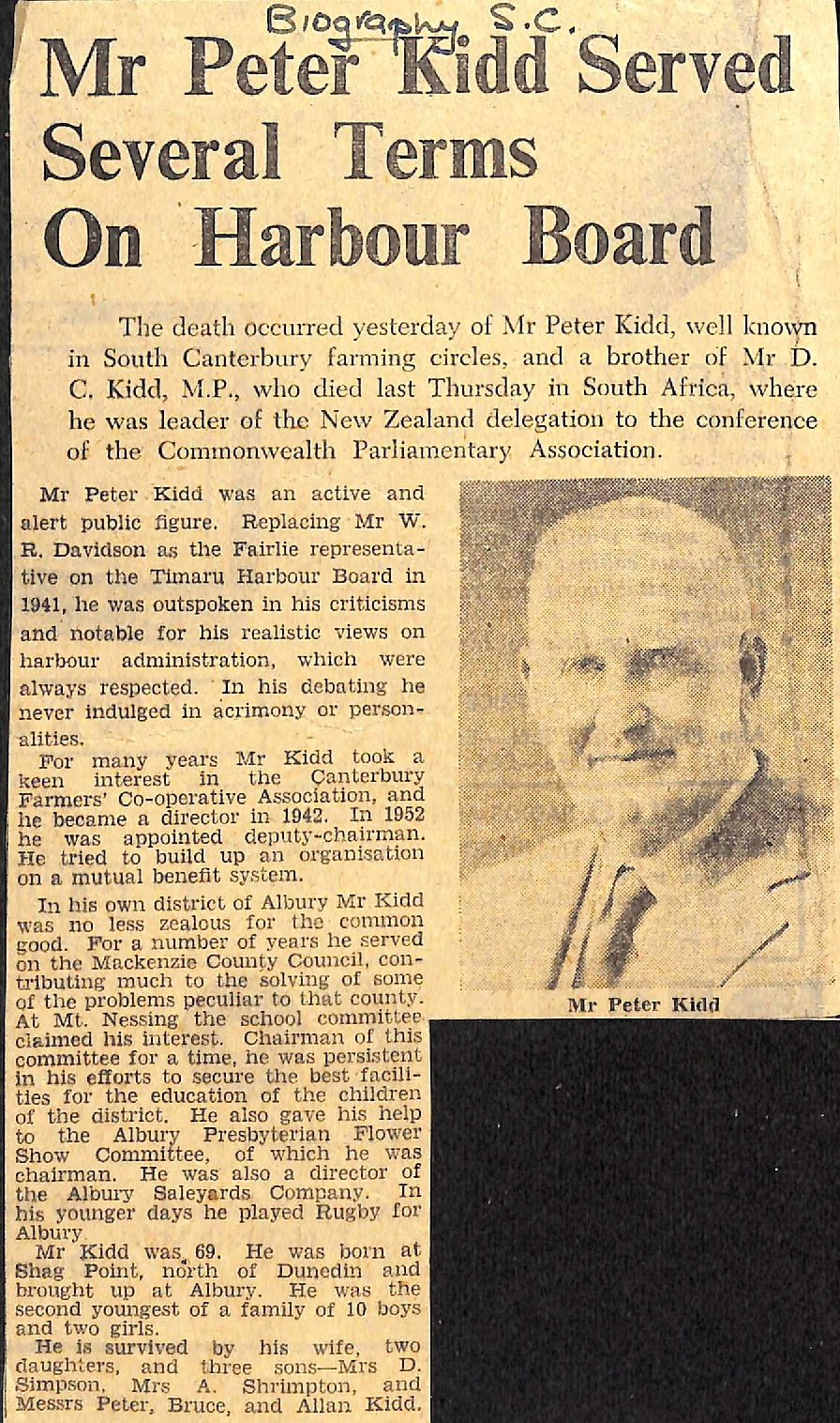 Mr Peter Kidd Served Serveral Terms On Harbour Board