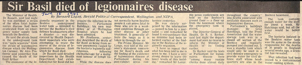 Sir Basil died of legionnaires disease
