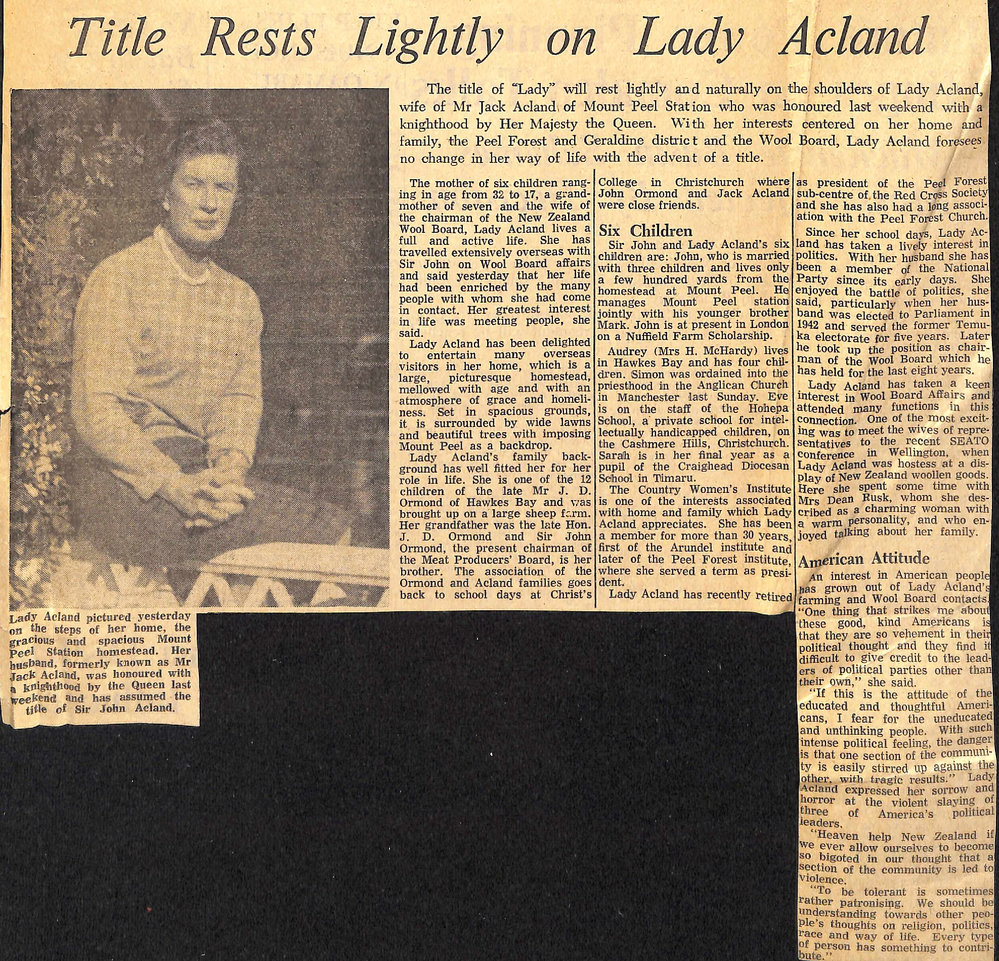 Title Rests Lightly on Lady Acland