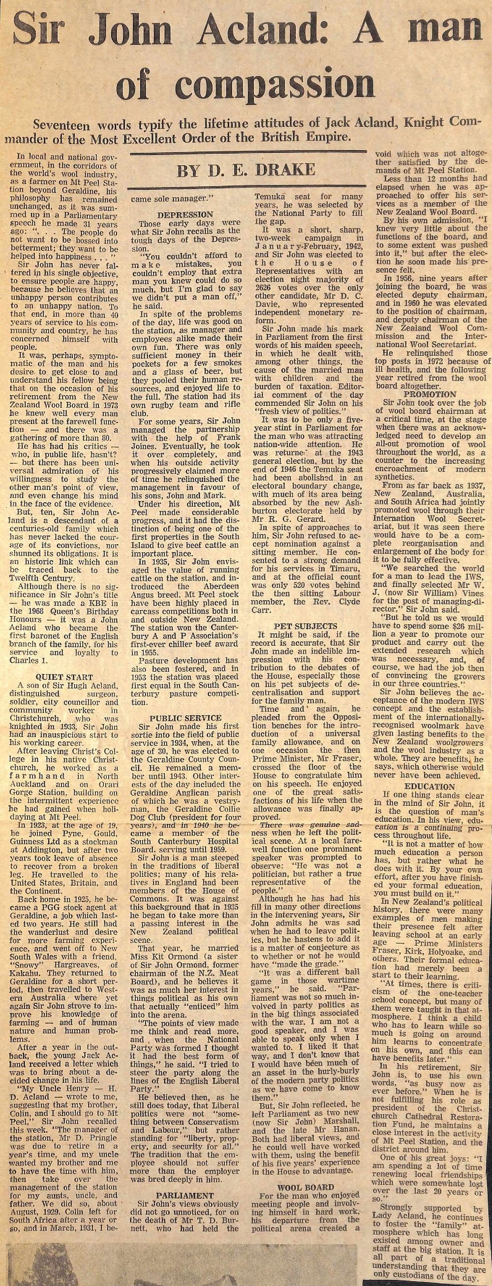 Sir John Acland: A man of compassion