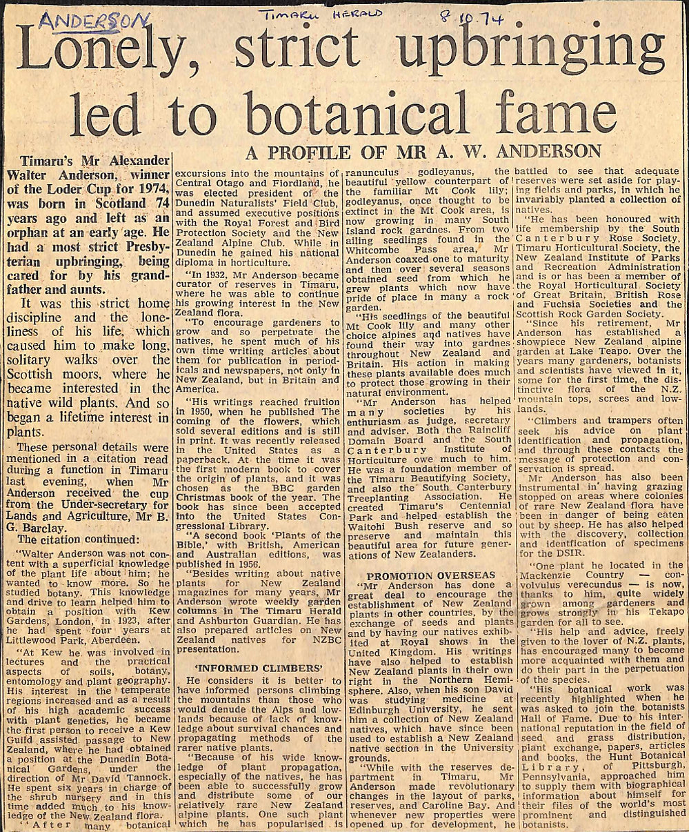 Lonely, strict upbringing led to botanical fame: A profile of Mr A W Anderson