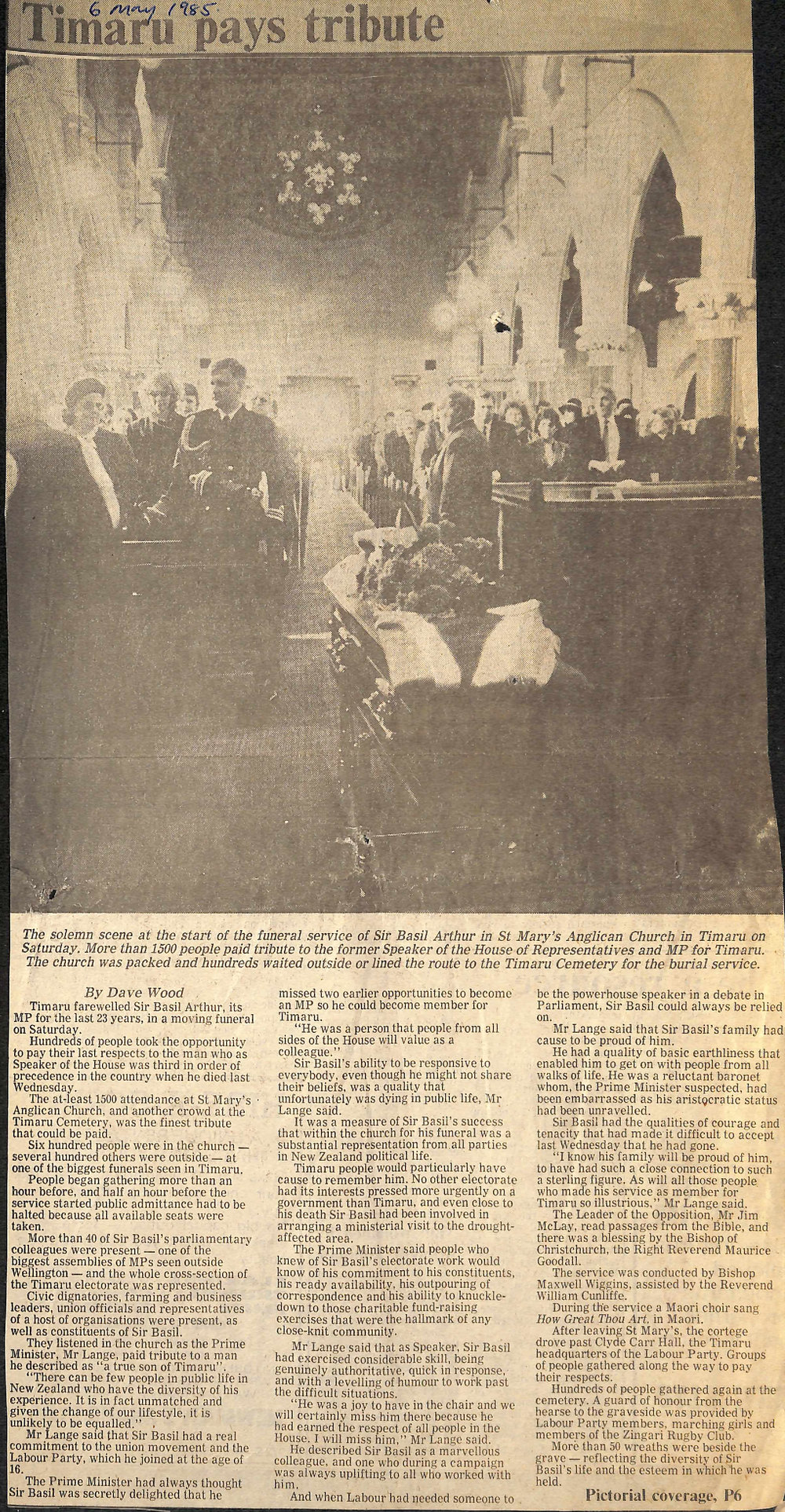Sir Basil Arthur: Timaru pays tribute