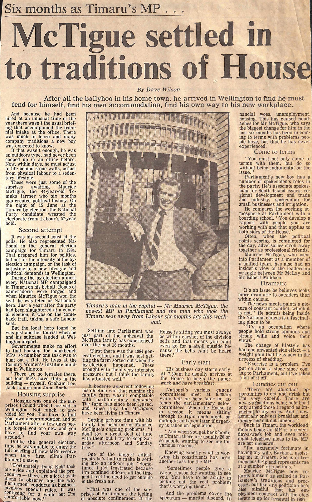 Six months as Timaru's MP&hellip; McTigue settled in to traditions of House